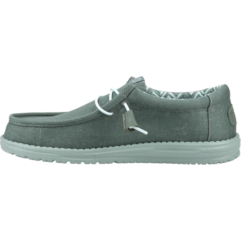 HEYDUDE Wally Canvas 100% Cotton Men's Duck Green/Iceberg Green Moccasins Shoes