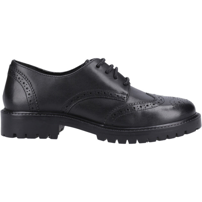 Hush Puppies Athena Leather Youth Girl's Black Brogues