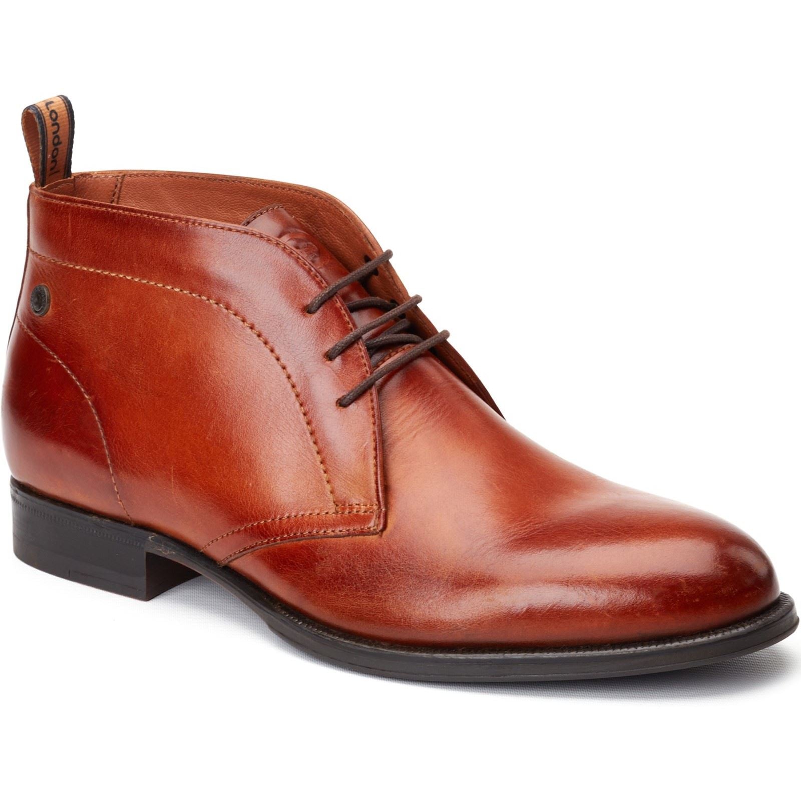 Base London Wallis Leather Men's Burnt Tan Ankle Boots