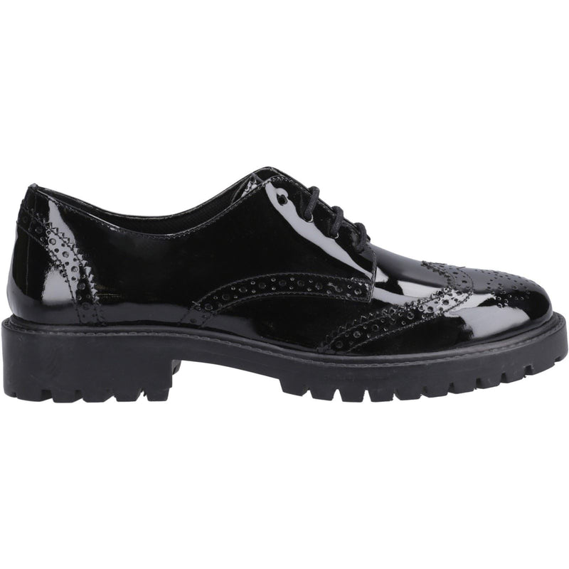 Hush Puppies Athena Patent Leather Junior Black Brogues