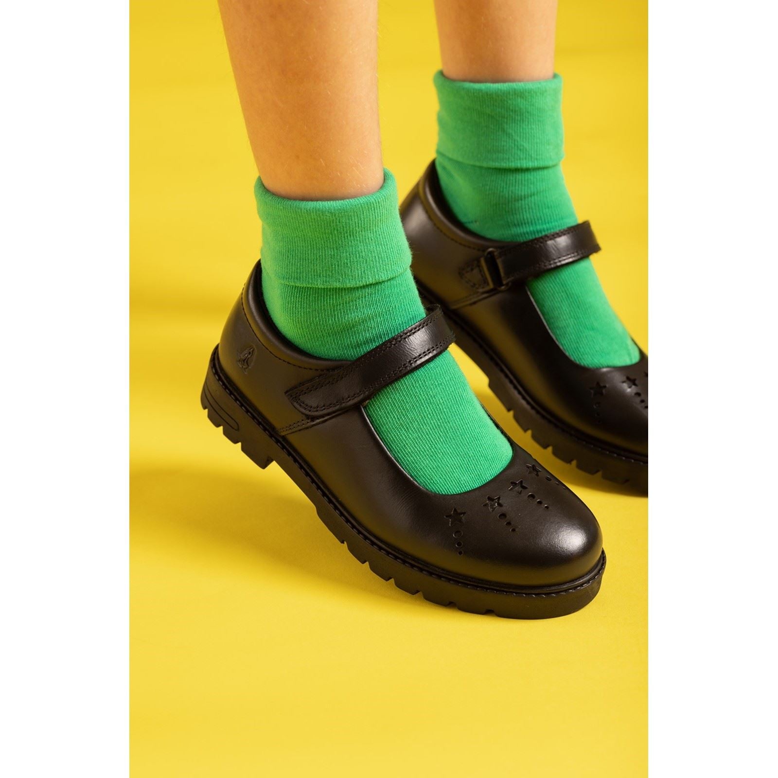 Hush Puppies Sabrina Leather Junior Black Shoes