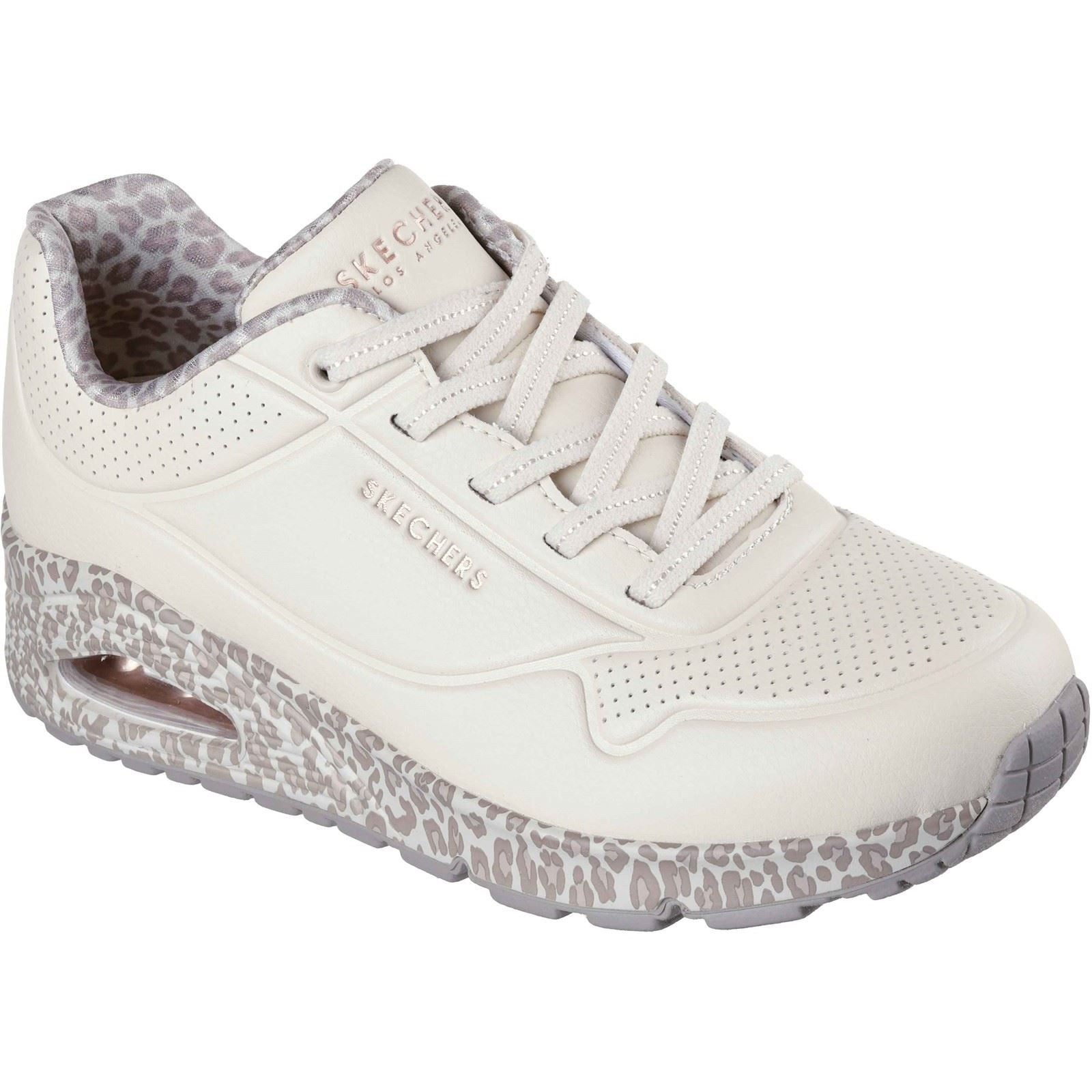 Skechers Uno Safari Time Polyurethane Women's White/Leopard Trainers
