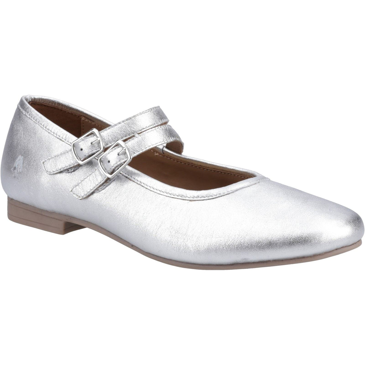 Hush Puppies Nancy Mary Jane Leather Women's Silver Flats