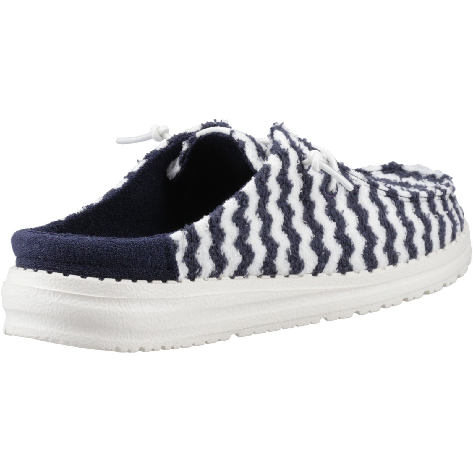HEYDUDE Wendy Slip Terry Stripe Synthetic Women's Navy Blazer/Egret Mules