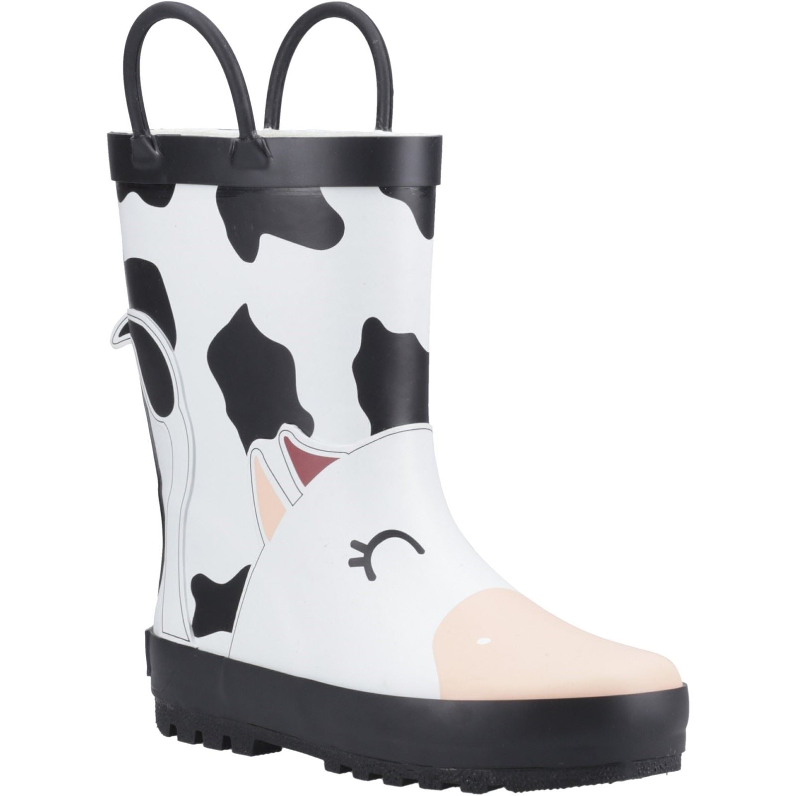 Cotswold Puddle 3D Rubber Unisex Kid's Black/White Wellington Boots
