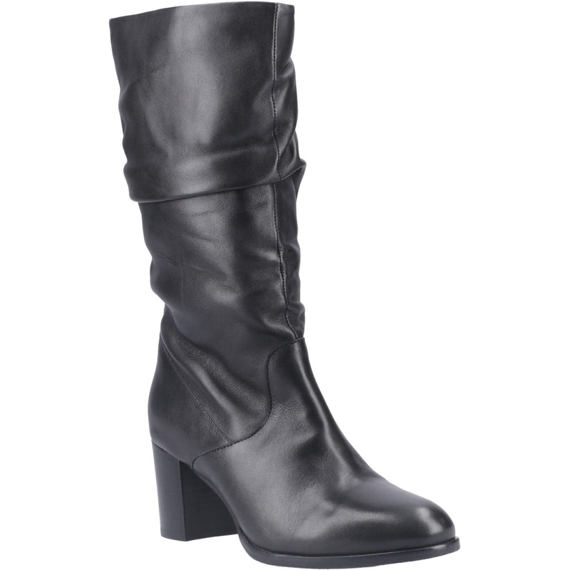 Hush Puppies Cosima Leather Women's Black Leather Heeled Knee High Boots