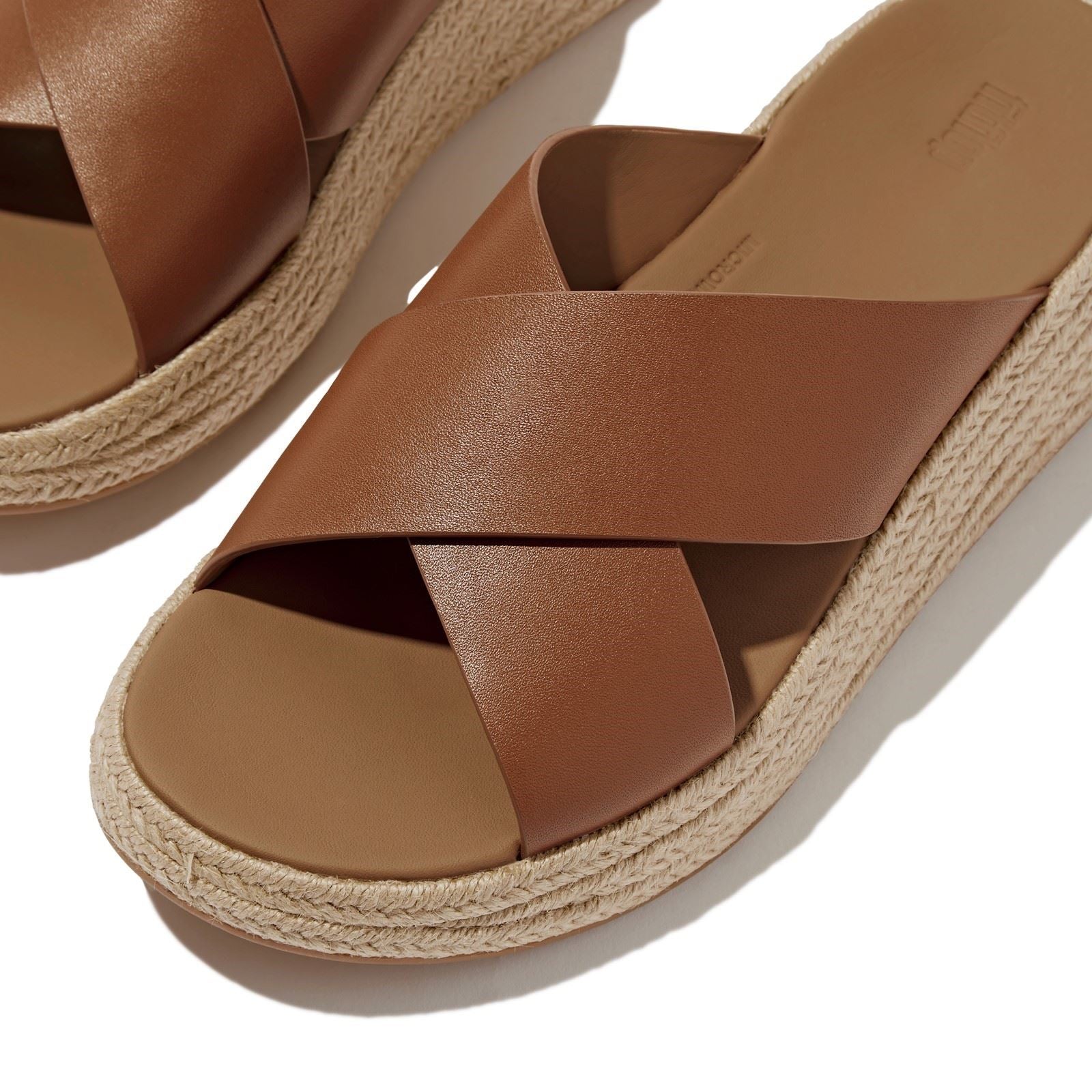 Fitflop F-Mode Cross Slide Leather Women's Deep Tan Sandals