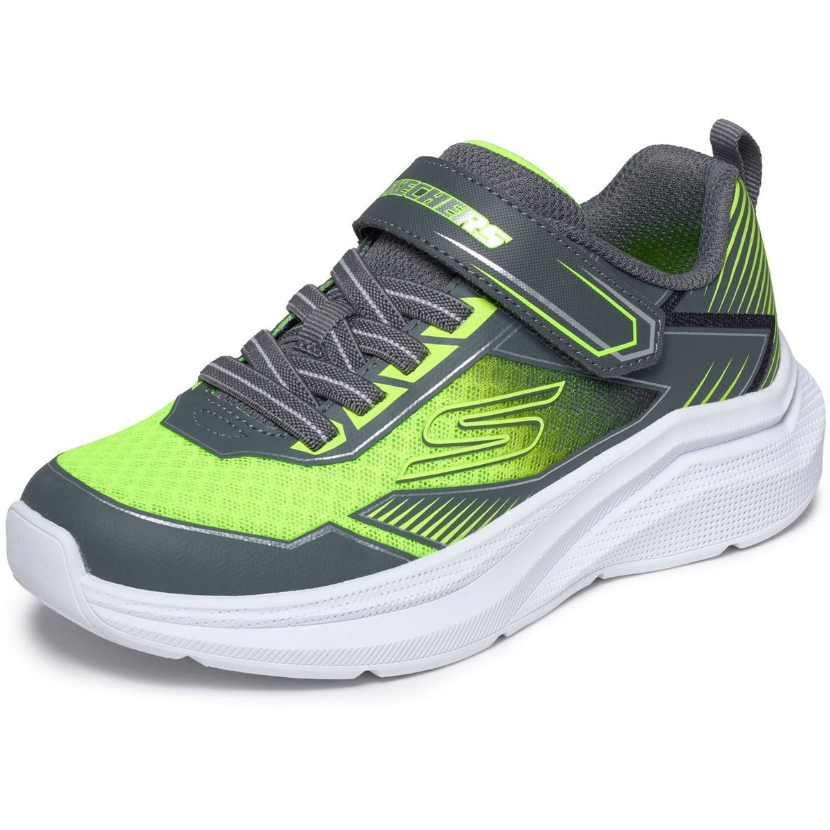 Skechers Microspec Velocity Grid-Drift Kids Charcoal/Yellow & Silver Trainers