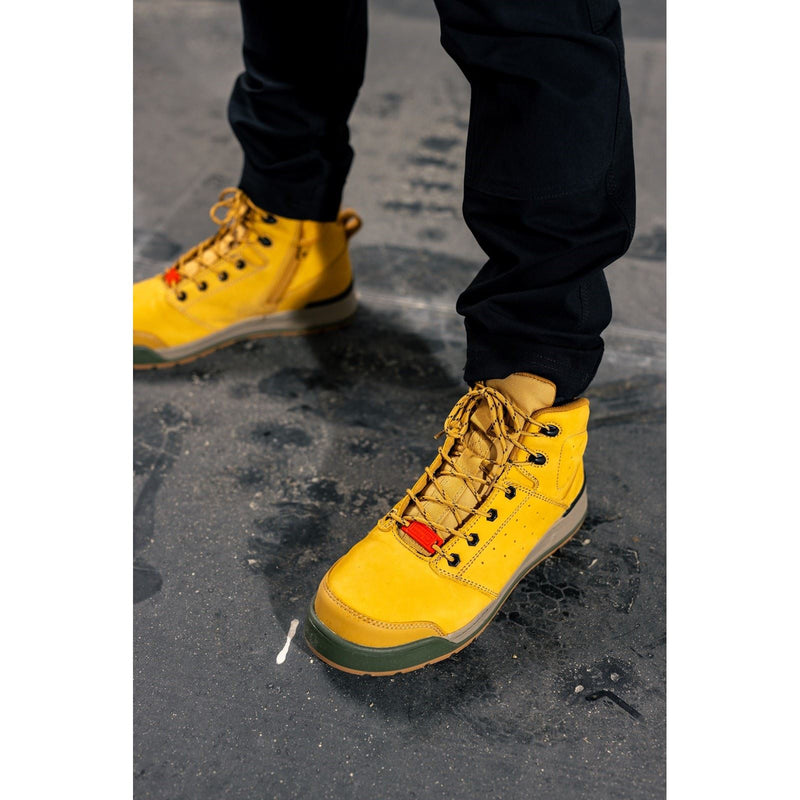Hard Yakka 3056 Lace Zip Leather Wheat Safety Boots