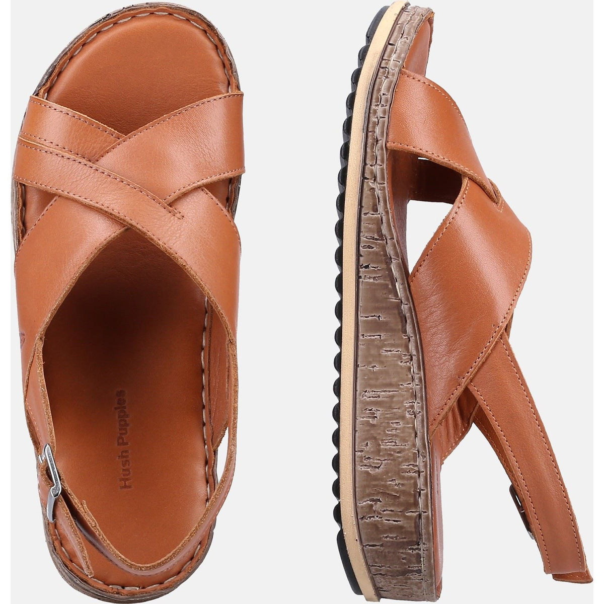 Hush Puppies Elena Leather Women's Tan Wedges