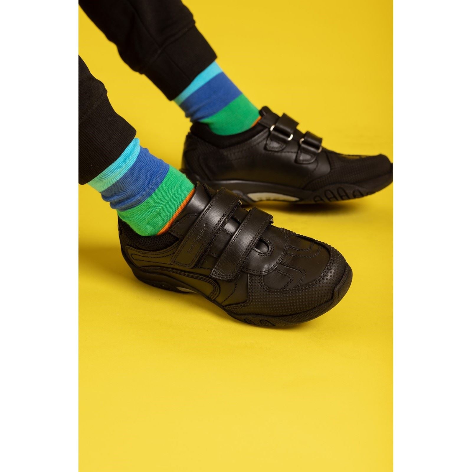 Hush Puppies Jezza Junior Boys Black Leather Shoes