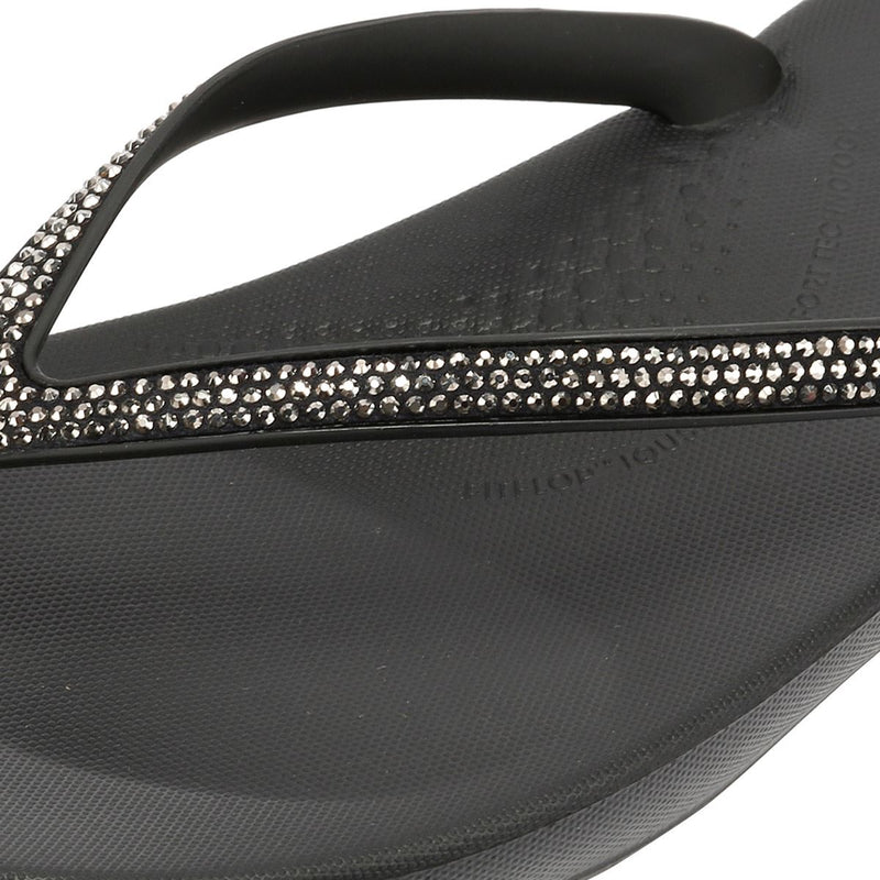 FitFlop Iqushion Sparkle Rubber Women's Black Flip Flops