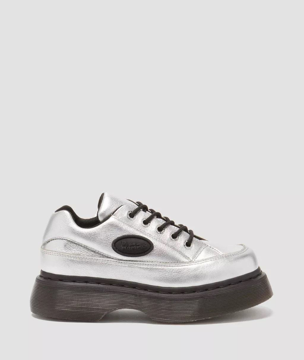 Dr. Martens Buzz 5I Tumbled Leather Women's Metallic Silver Shoes