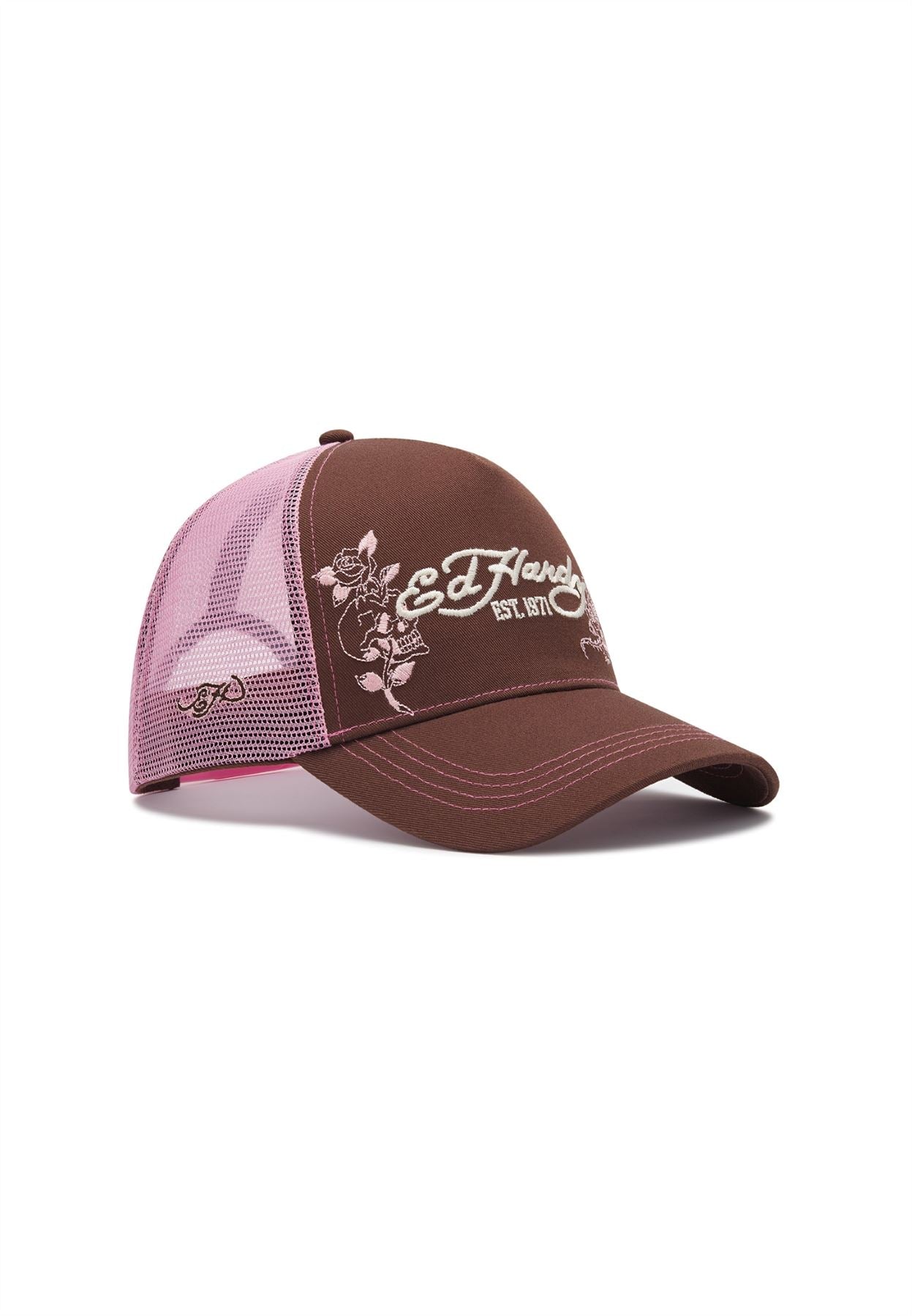 Ed Hardy Skull and Roses 5 Panel Brown Caps