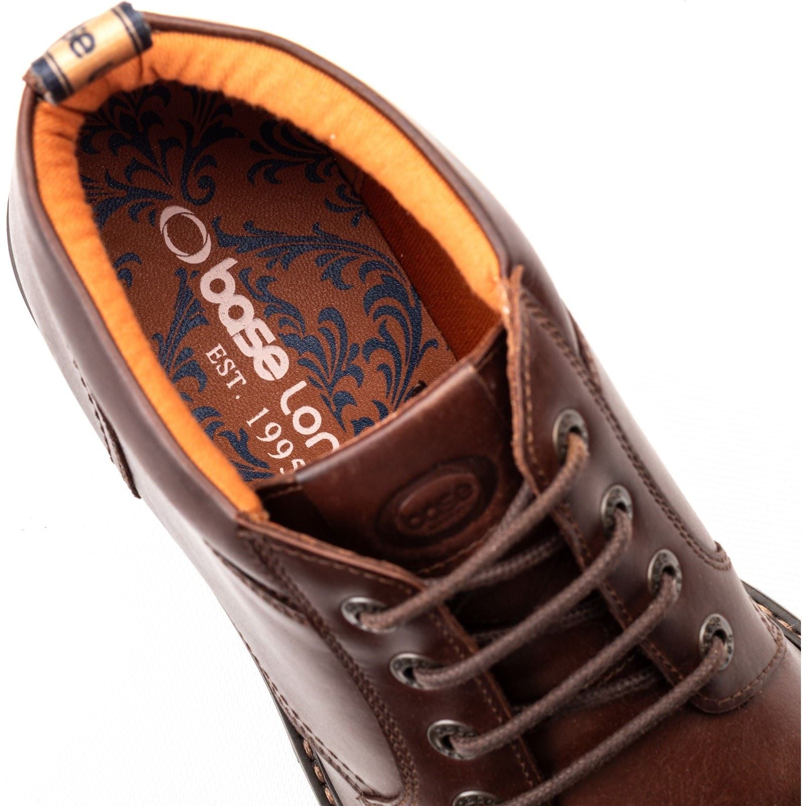 Base London Cobalt Leather Men's Brown Ankle Boots