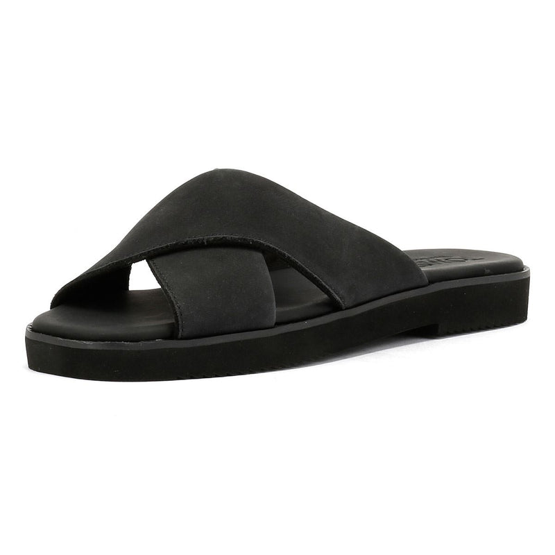 TOMS Mae Crossover Leather Women's Black Sandals