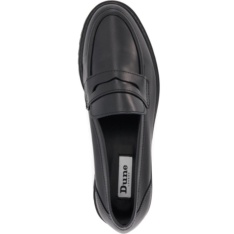 Dune Gild Leather Women's Black Loafers