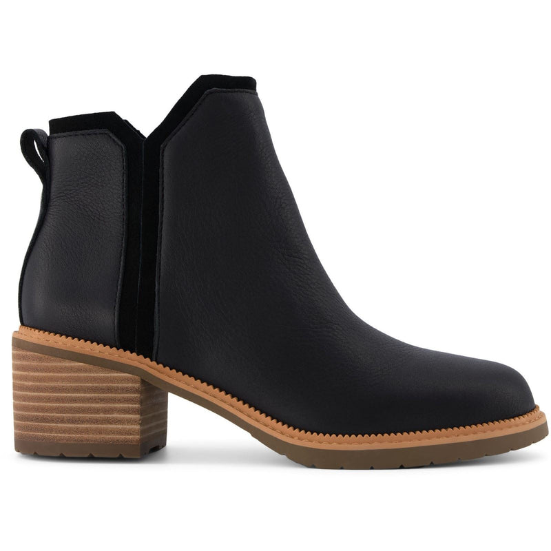 TOMS Hailey Leather Women's Black Heeled Ankle Boots