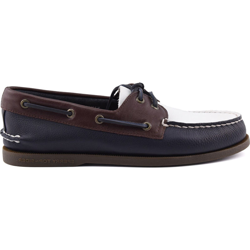 Sperry Authentic Original 2 Eye Leather Men's Navy/White/Brown Boat Shoes