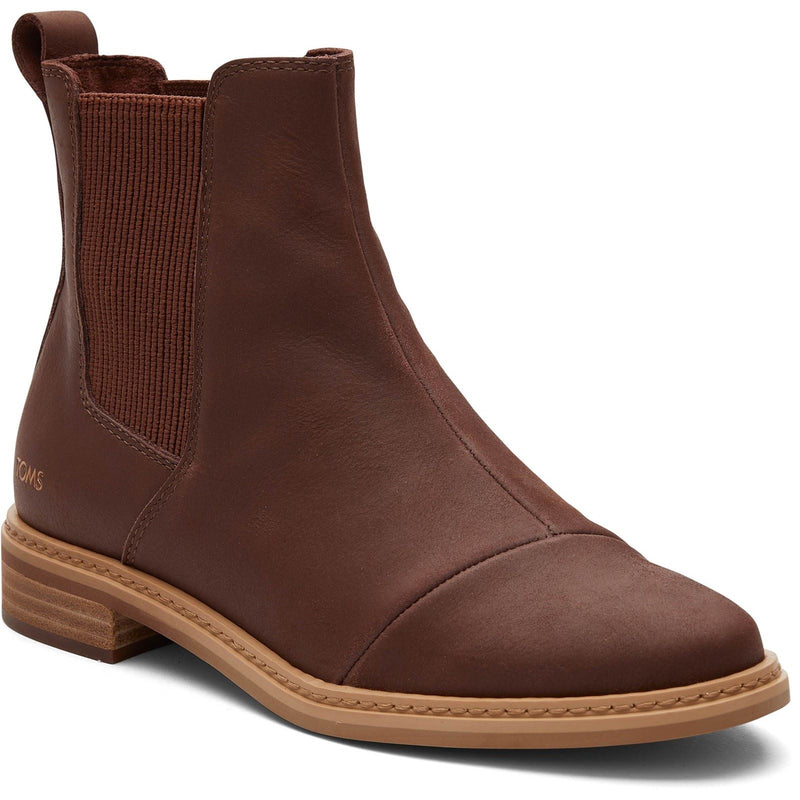 TOMS Charlie Leather Women's Chestnut Flat Chelsea Boots