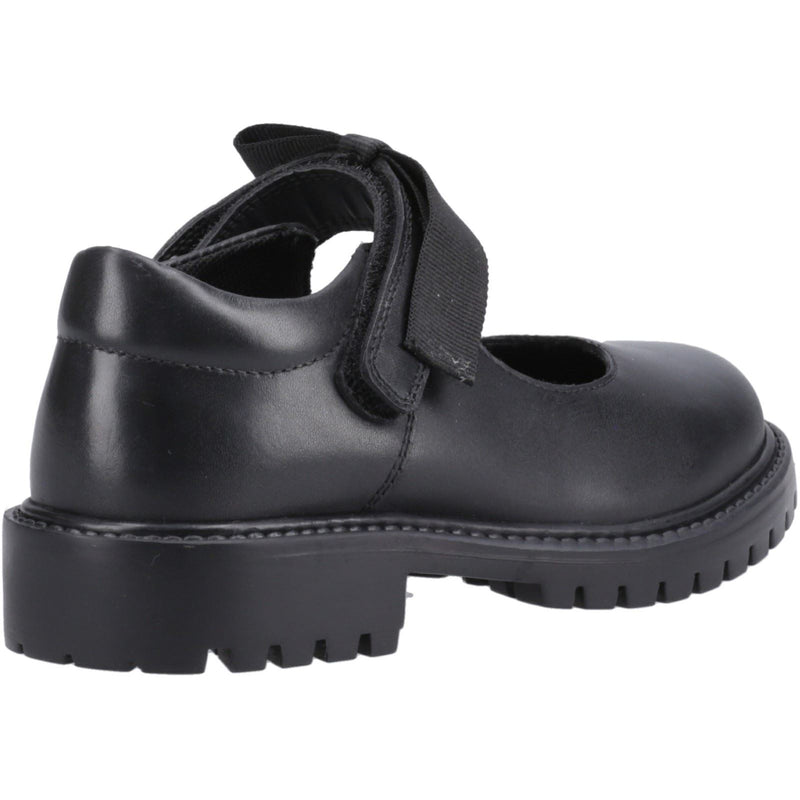 Hush Puppies Astrid Bow Leather Youth Girl's Black Shoes
