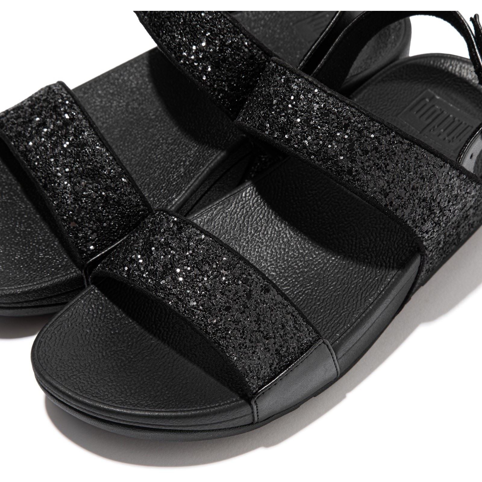 Fitflop Lulu Glitter Polyurethane Women's Black Glitter Sandals