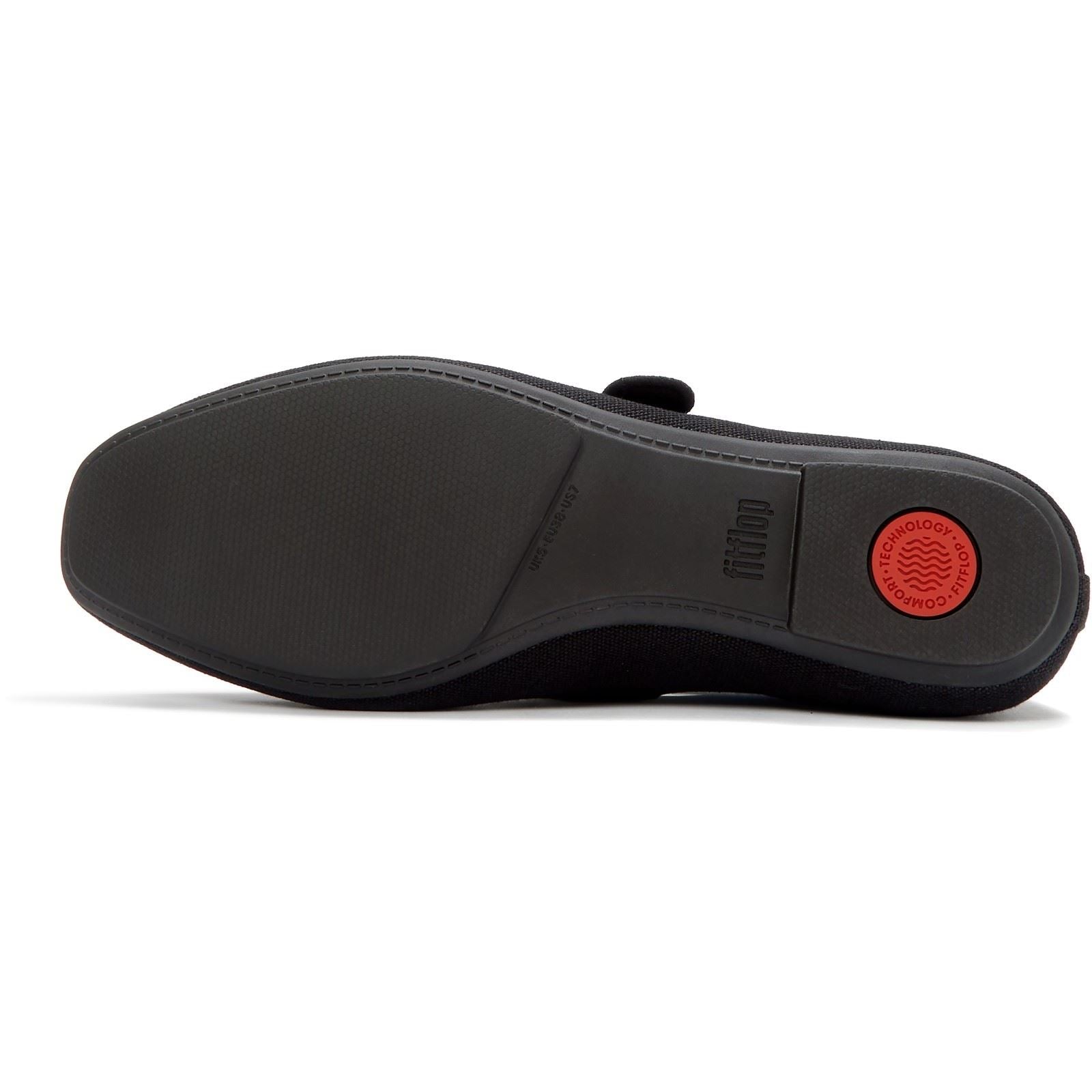 Fitflop Delicato Wave-Edge Polyester Women's Black Shoes