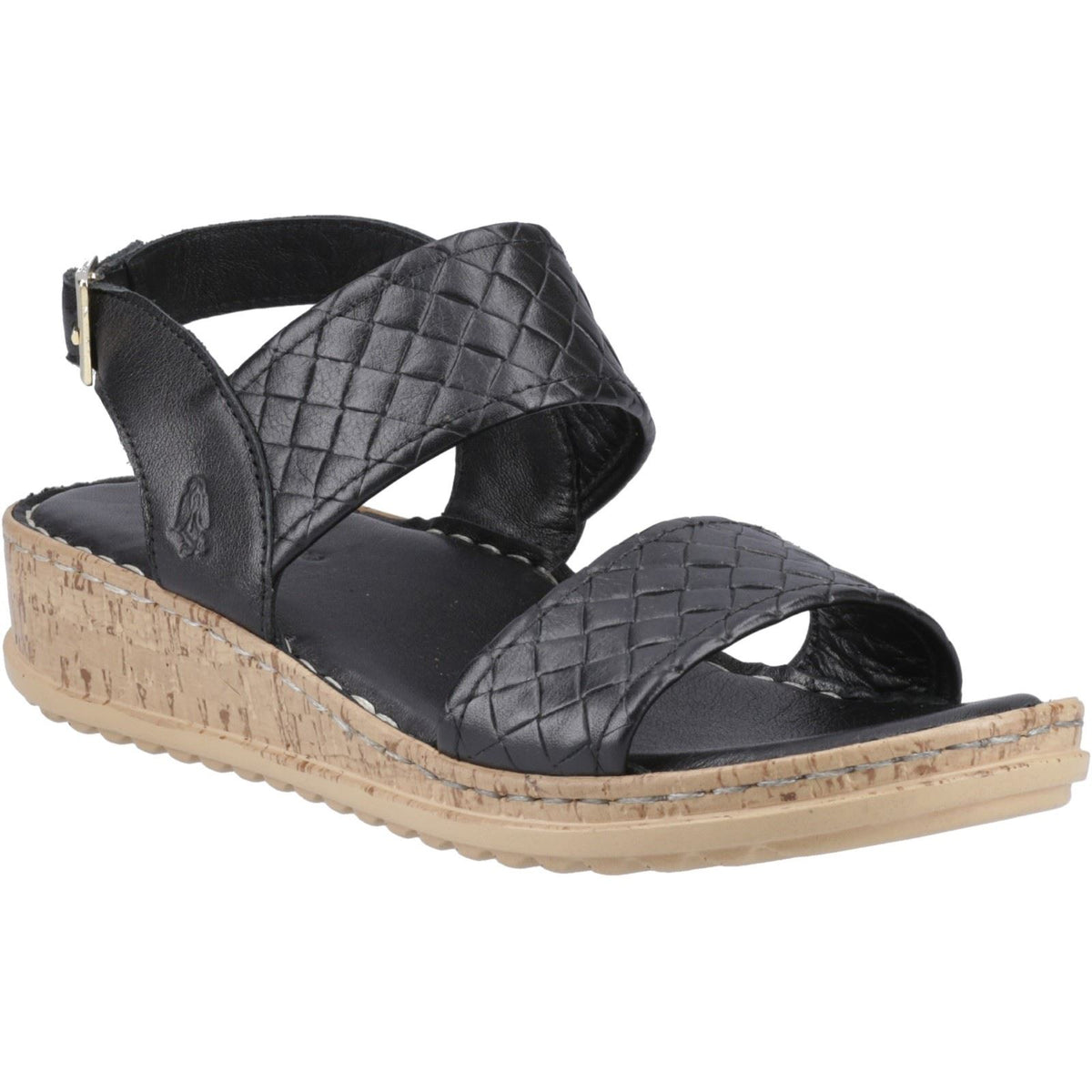 Hush Puppies Ebony Woven Leather Women's Black Sandals