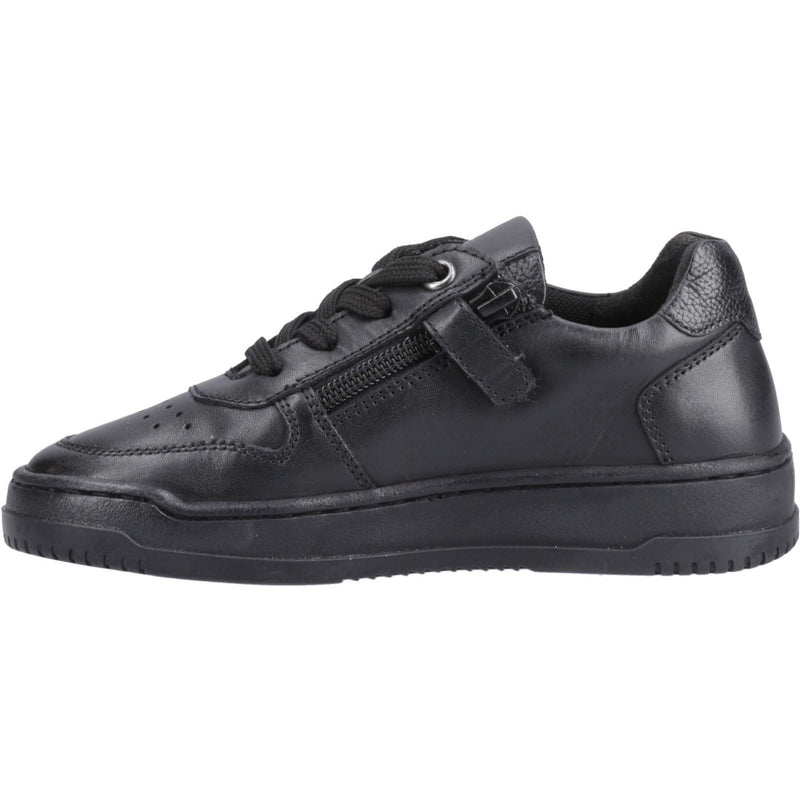 Hush Puppies Dougie Leather Youth Boy's Black Trainers