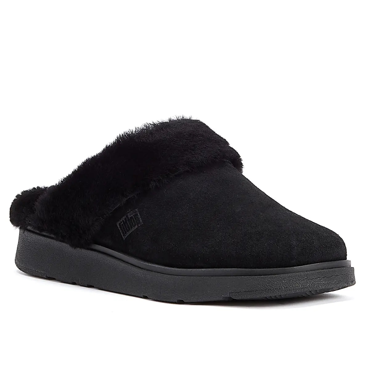 FitFlop Shearling Collar Women's Black Slippers