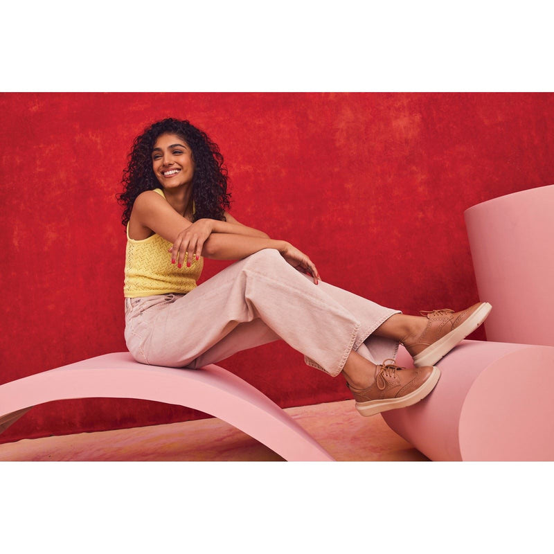 Hush Puppies Joy Leather Women's Tan Brogues Shoes