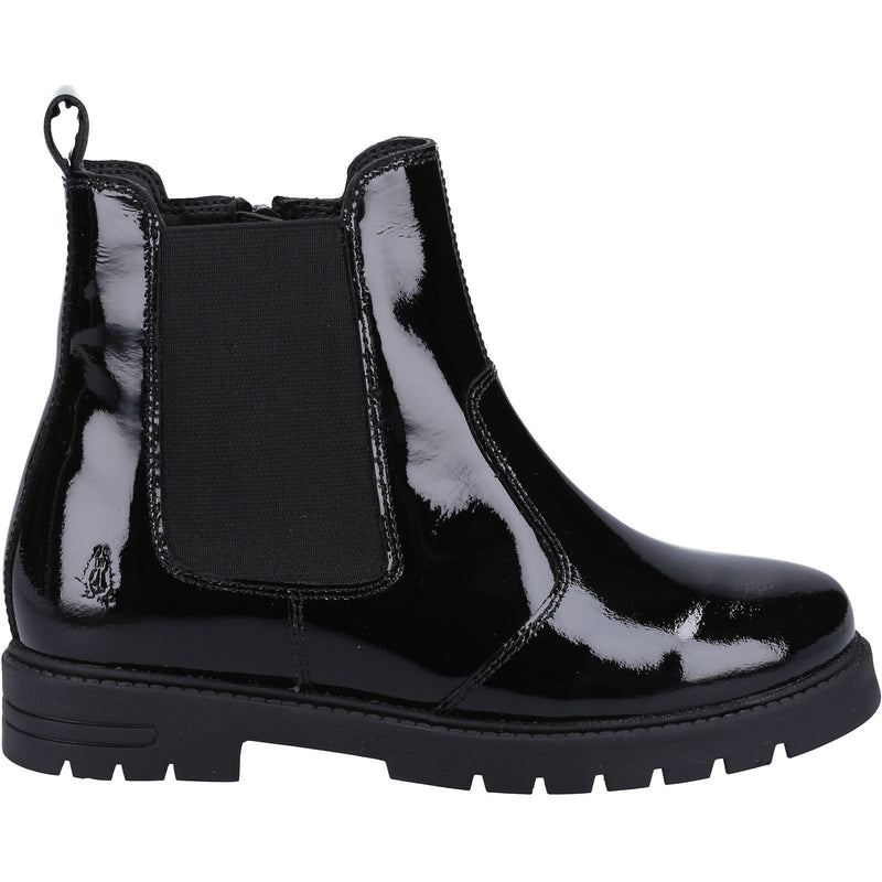 Hush Puppies Laura Patent Leather Youth Girl's Black Boots