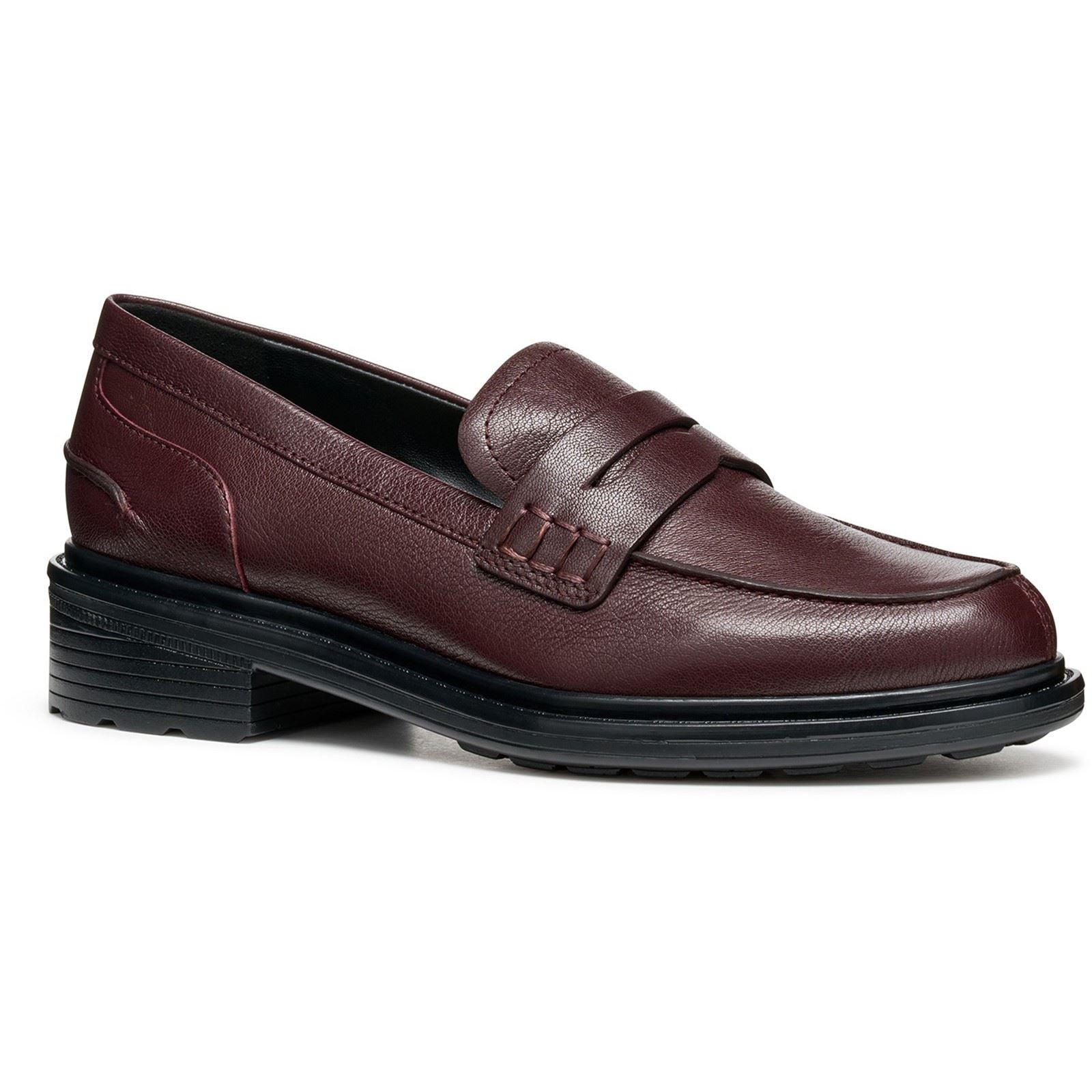Geox D Walk Pleasure F Leather Women's Wine Moccasins Shoes