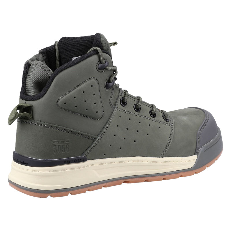 Hard Yakka 3056 Lace Zip Leather Olive Safety Boots