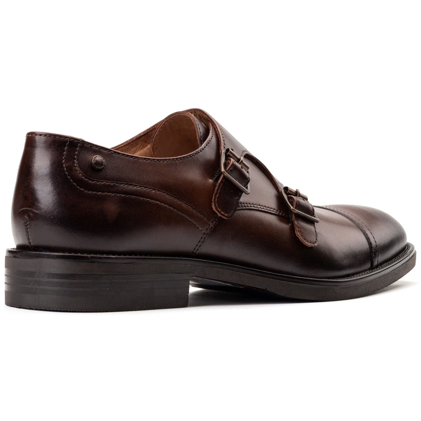 Base London Taper Leather Men's Brown Double Monk Shoes