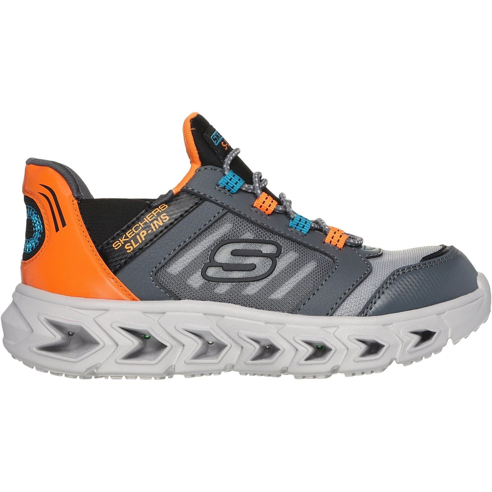 Skechers Hypno-Flash 2.0 Odelux Polyurethane Boy's Charcoal/Orange Trainers