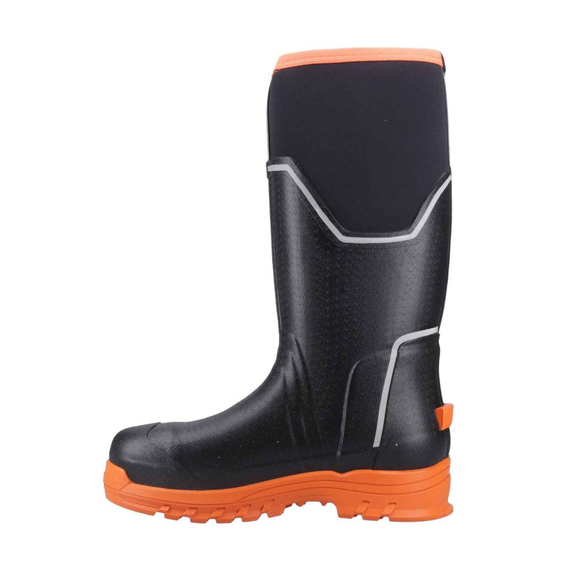 Muck Boots Grit S5 Rubber Men's Black/Orange Wellington Boots