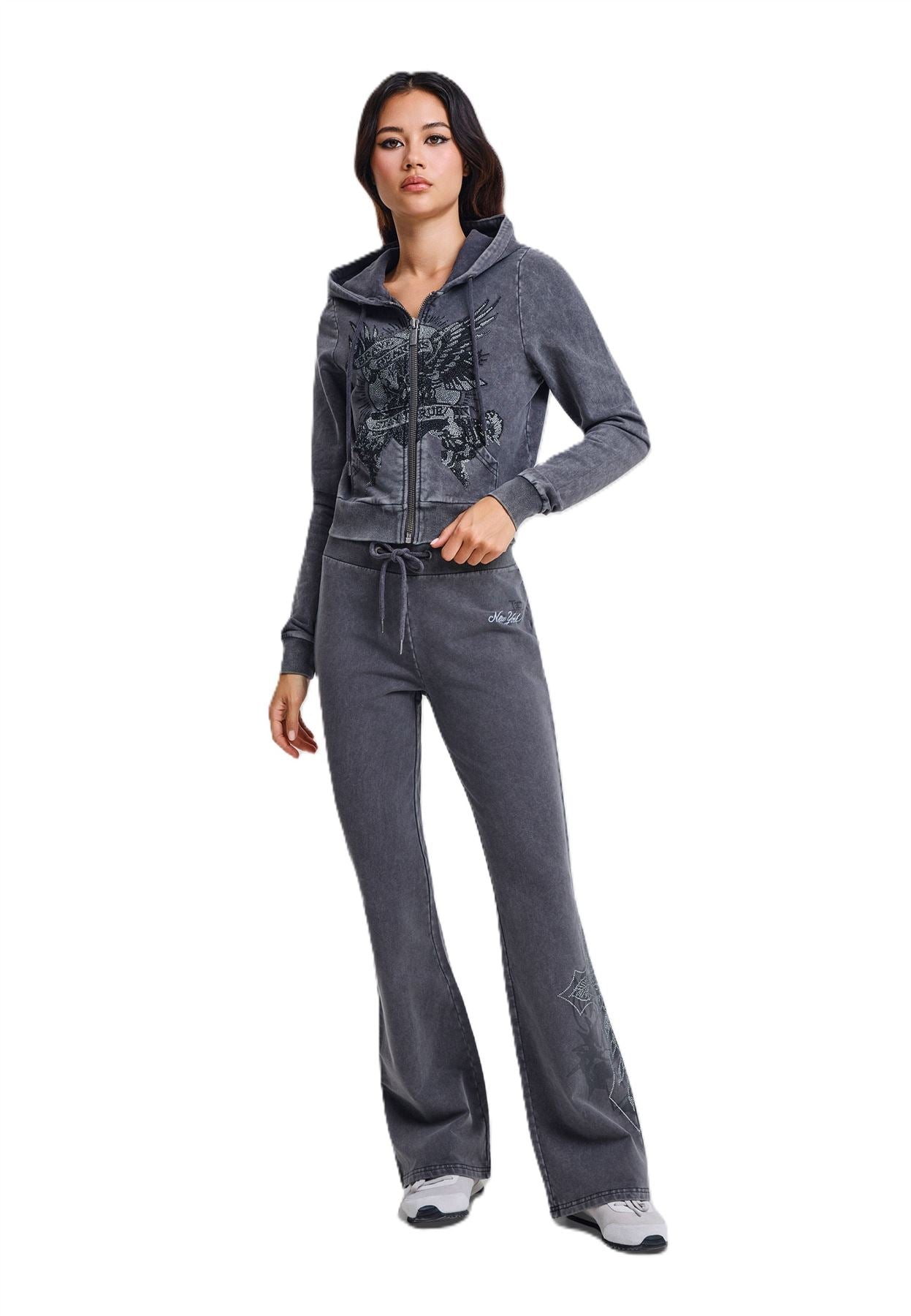 Ed Hardy Cross and Thorn Flared Women's Black Joggers