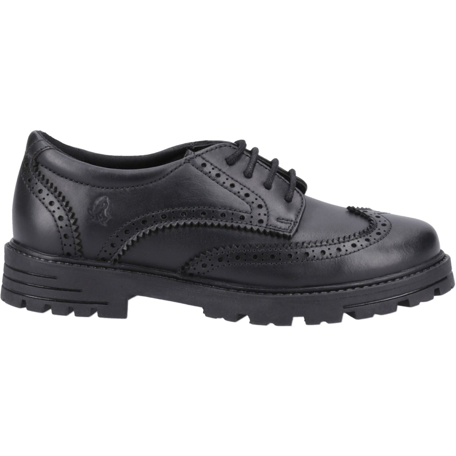 Hush Puppies Maxine Leather Youth Girl's Black Brogues
