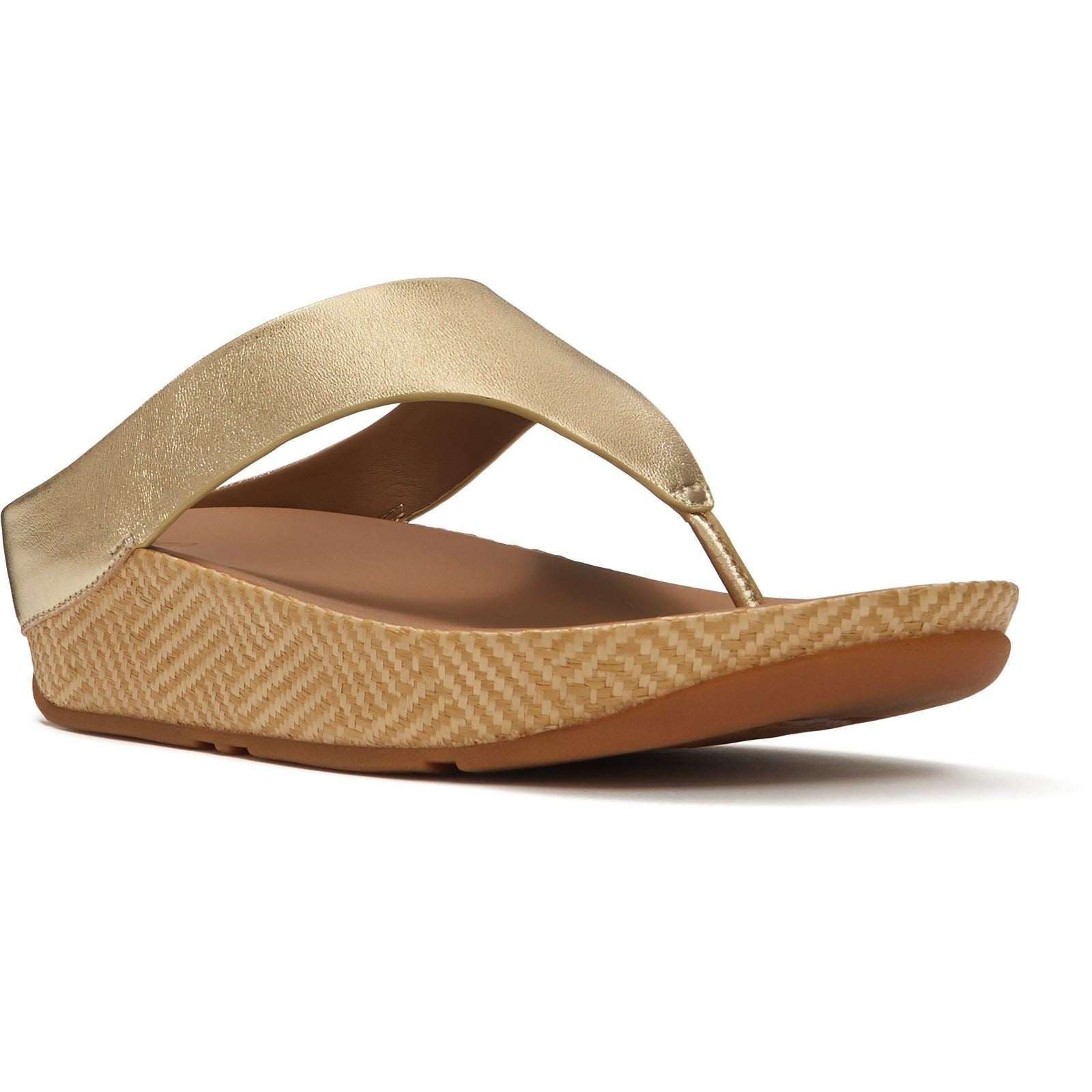 Fitflop Lulu Lux Graphic-Weave Toe-Post Leather Women's Platino Sandals