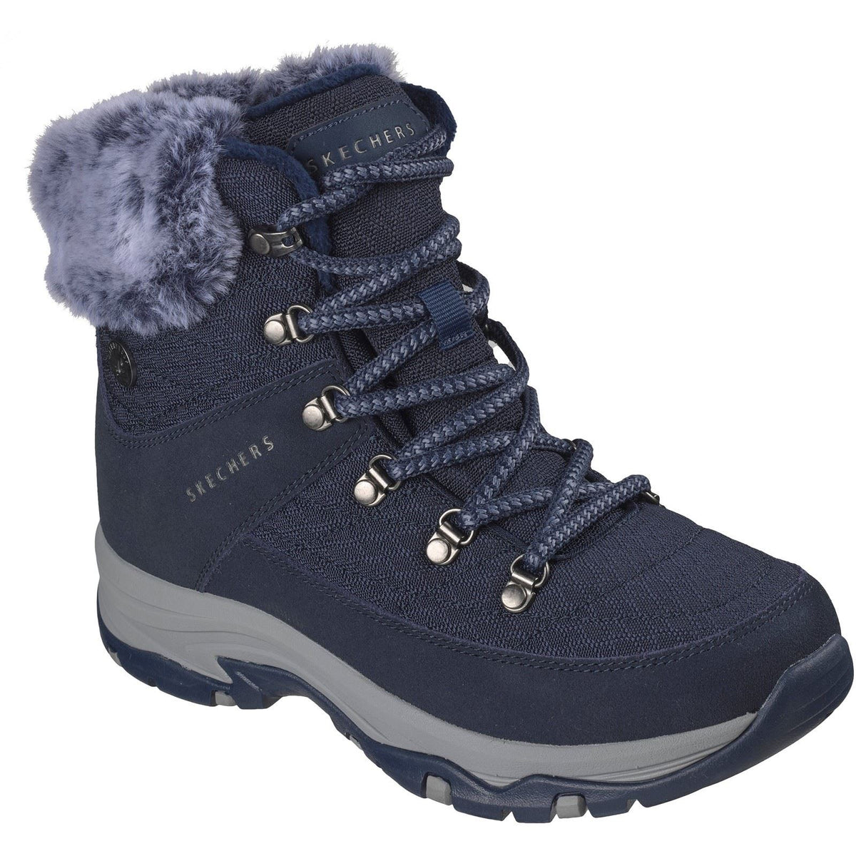 Skechers Trego Stormie Frost Leather Women's Navy Winter Ankle Boots