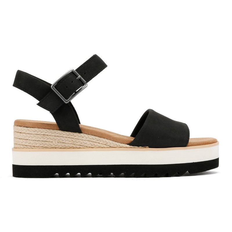 TOMS Diana Leather Women's Black Sandal Wedges
