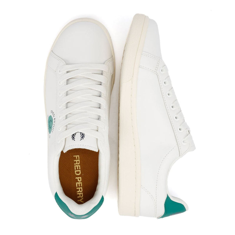Fred Perry B721 Leather Men's Snow White/Court Green Trainers