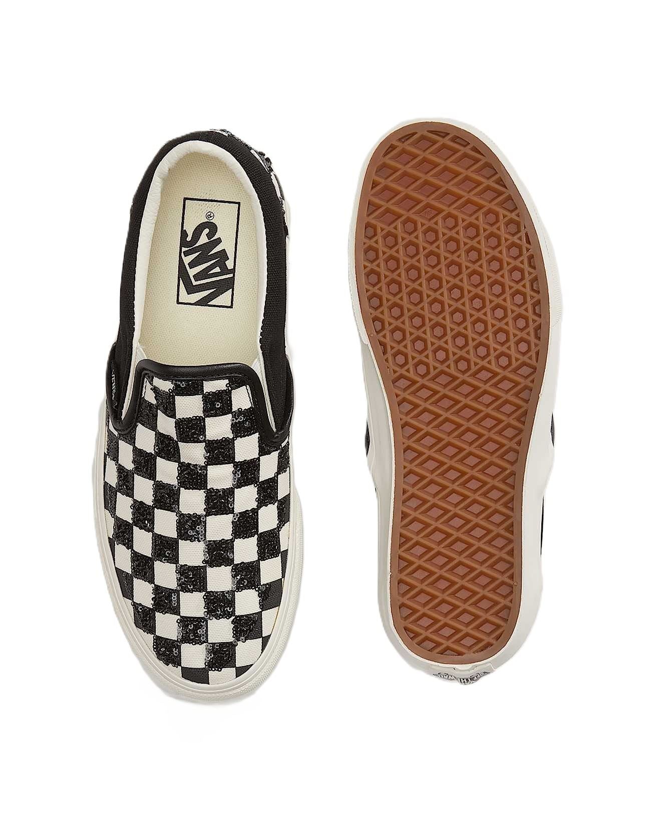 Vans Classic Slip-On Women's Canvas Black/White Beaded Checkerboard Trainers