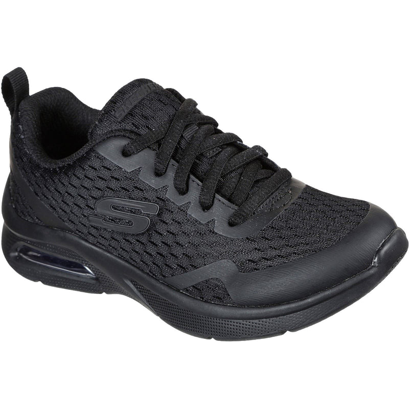 Skechers Microspec Max Synthetic Junior Black Textile & Trim Trainers