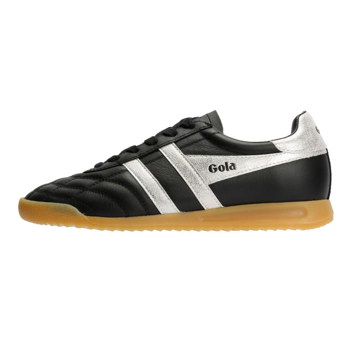 Gola Stadium Leather Women's Black/Silver Trainers