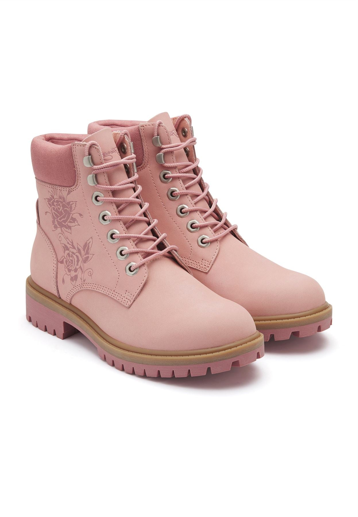 Ed Hardy Wild Roses Nubuck Women's Pink Boots