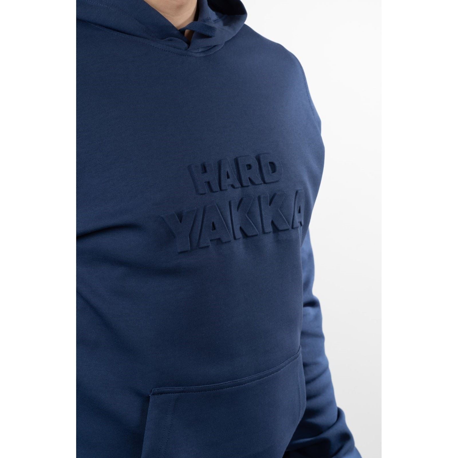 Hard Yakka Embossed Pullover Cotton Men's Blue Hooded Sweatshirt