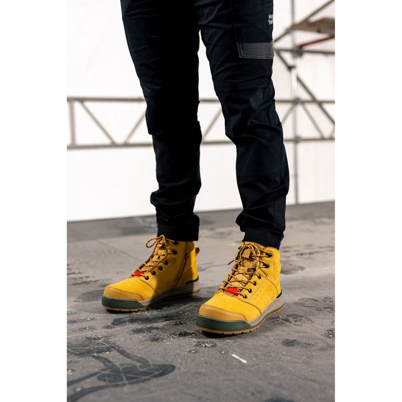 Hard Yakka 3056 Lace Zip Leather Wheat Safety Boots