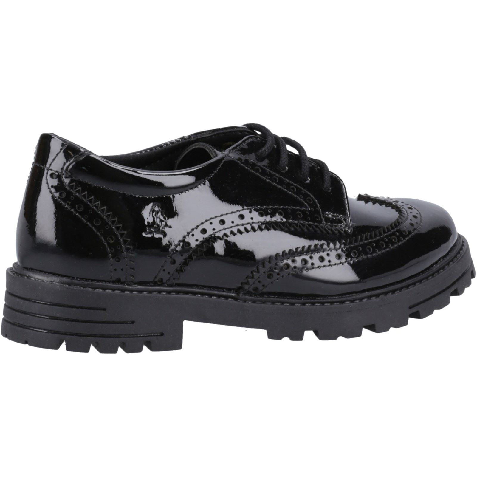 Hush Puppies Maxine Patent Leather Youth Girl's Black Brogues